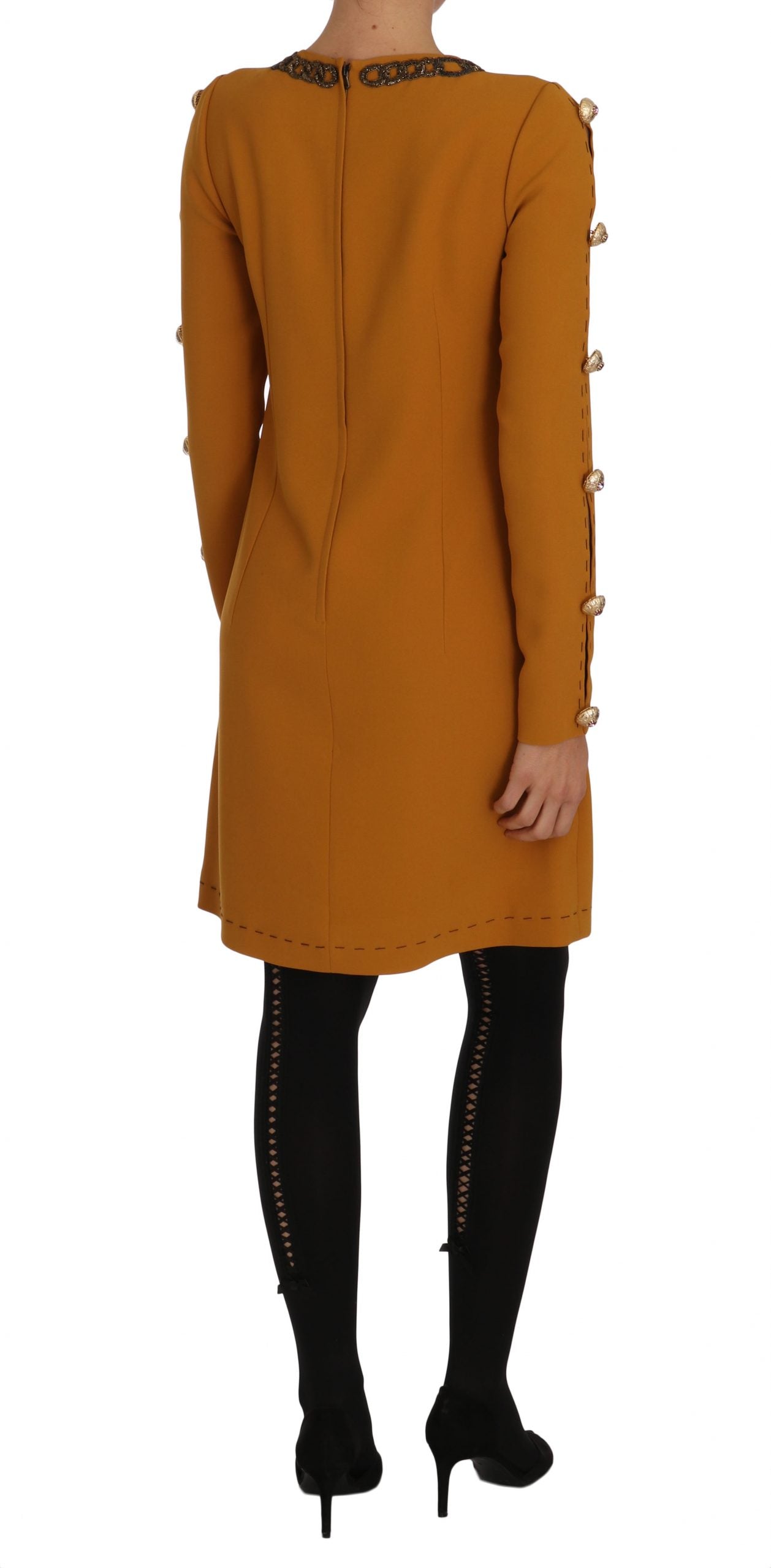Robe courte marron ornée de cristaux Dolce & Gabbana
