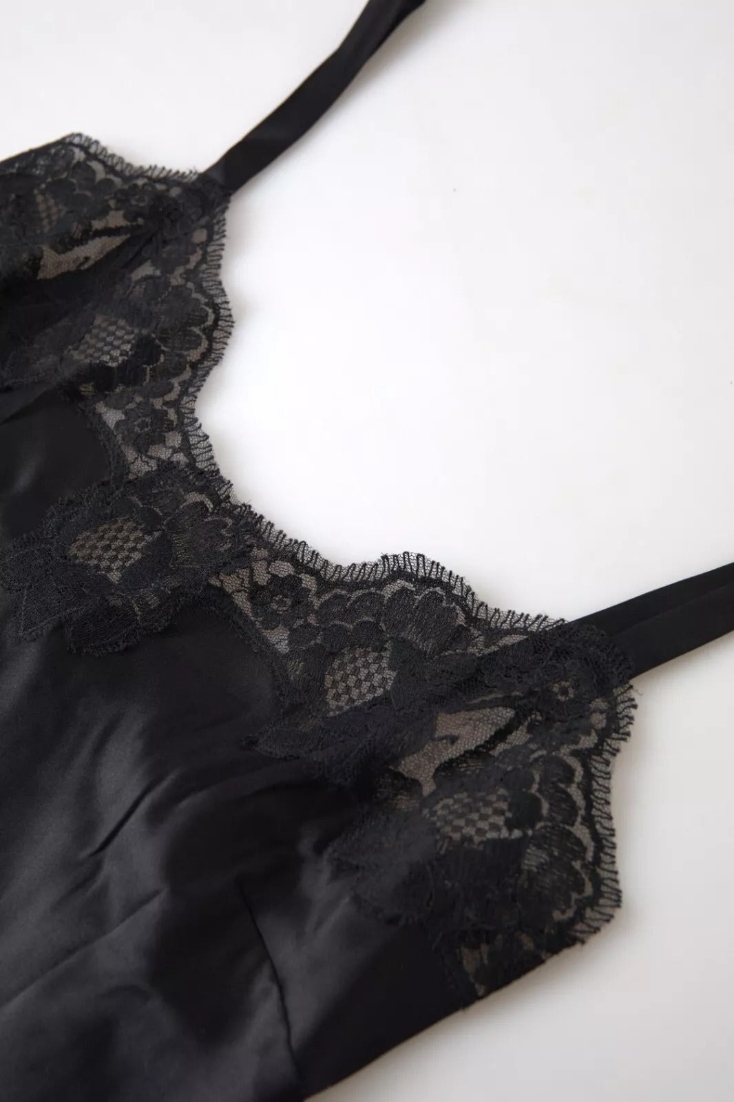 Dolce & Gabbana Haut caraco en soie et dentelle noire Sous-vêtements