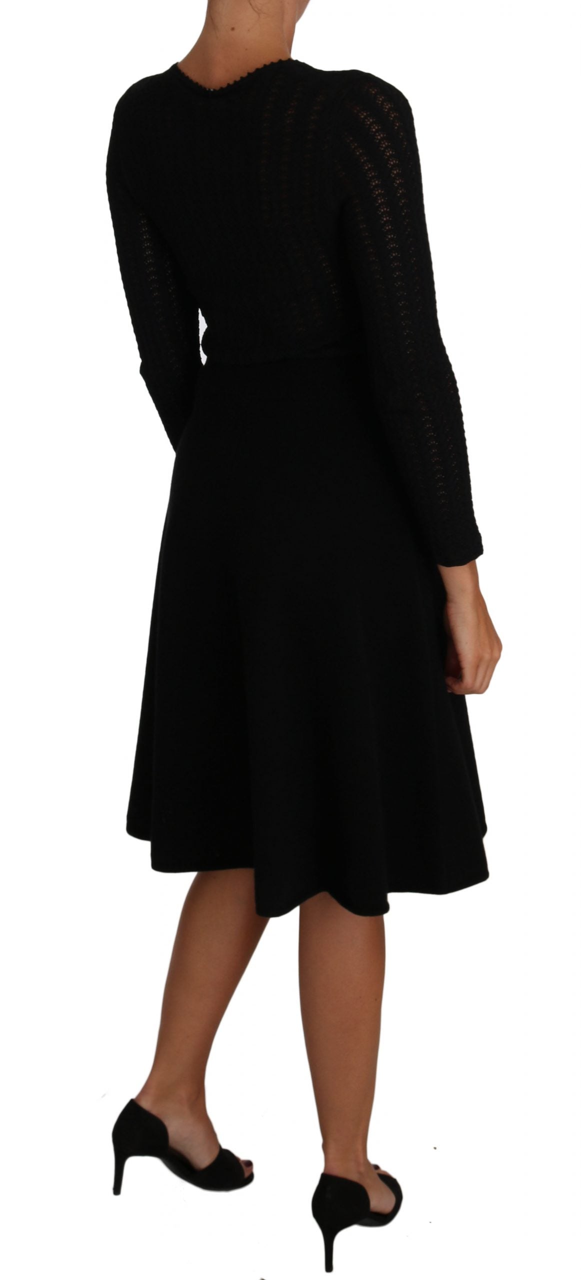 Robe fourreau en laine tricotée noire Dolce & Gabbana à manches longues