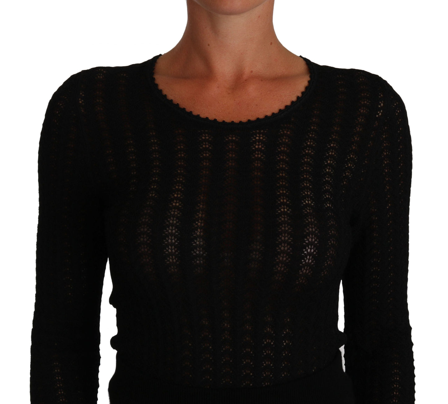 Robe fourreau en laine tricotée noire Dolce & Gabbana à manches longues