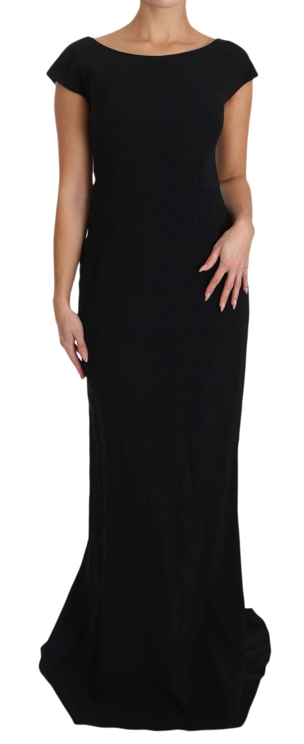 Robe longue évasée noire extensible Dolce & Gabbana