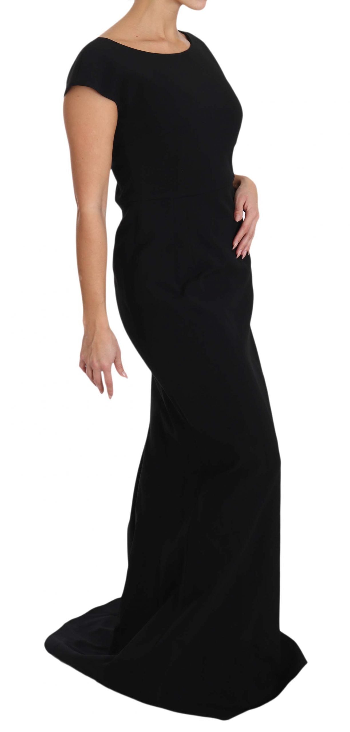 Robe longue évasée noire extensible Dolce & Gabbana