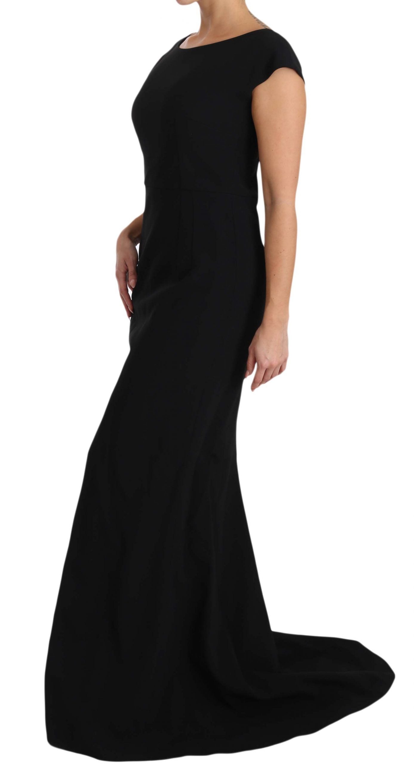 Robe longue évasée noire extensible Dolce & Gabbana