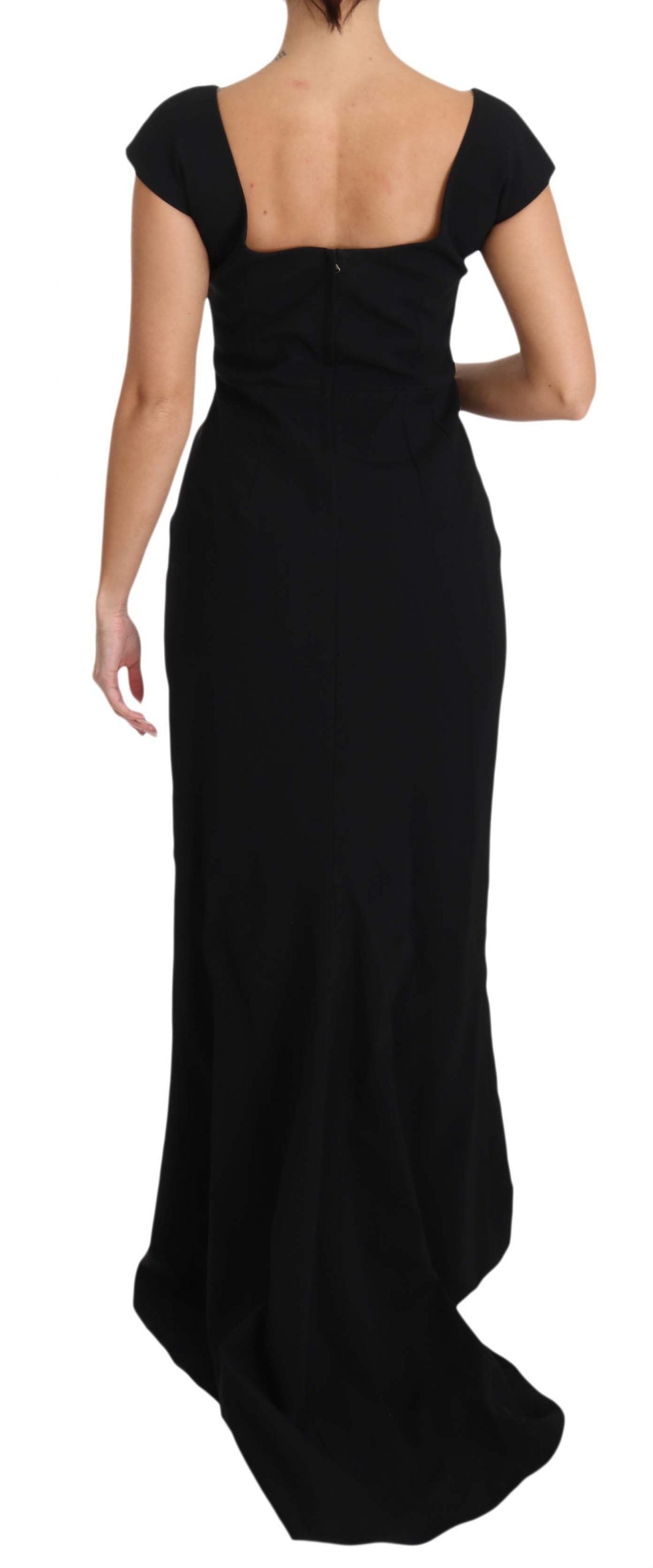 Robe longue évasée noire extensible Dolce & Gabbana