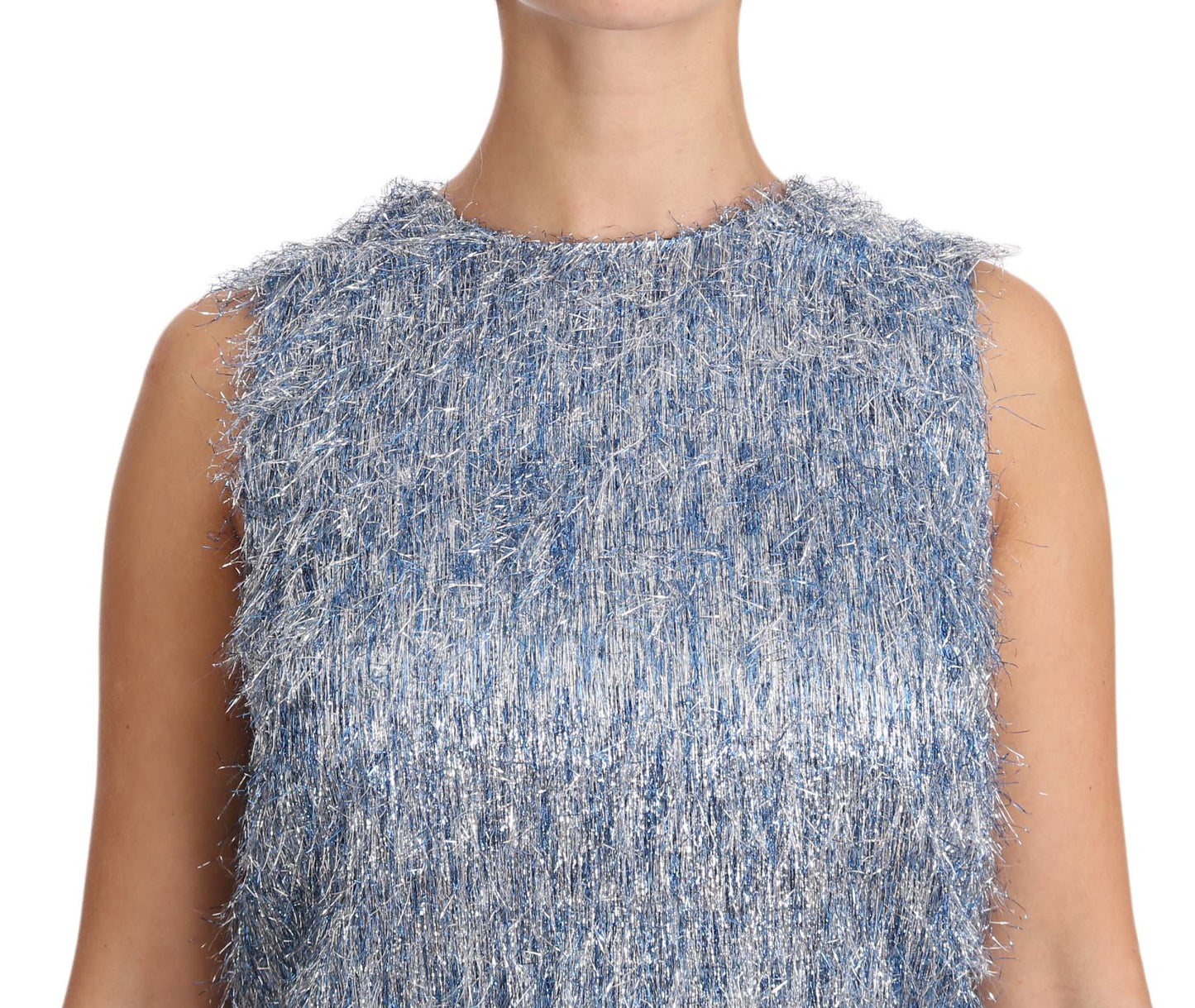 Robe droite à franges bleu clair Dolce & Gabbana