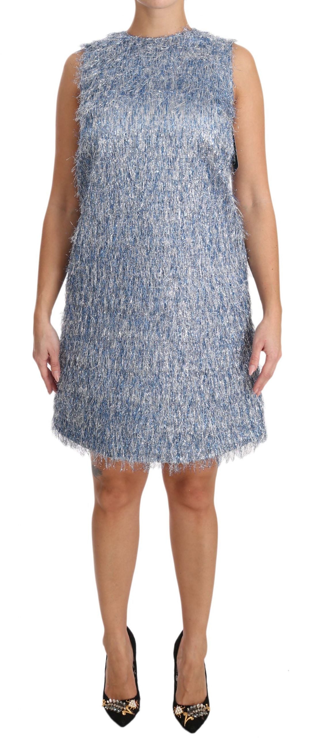 Robe droite à franges bleu clair Dolce & Gabbana
