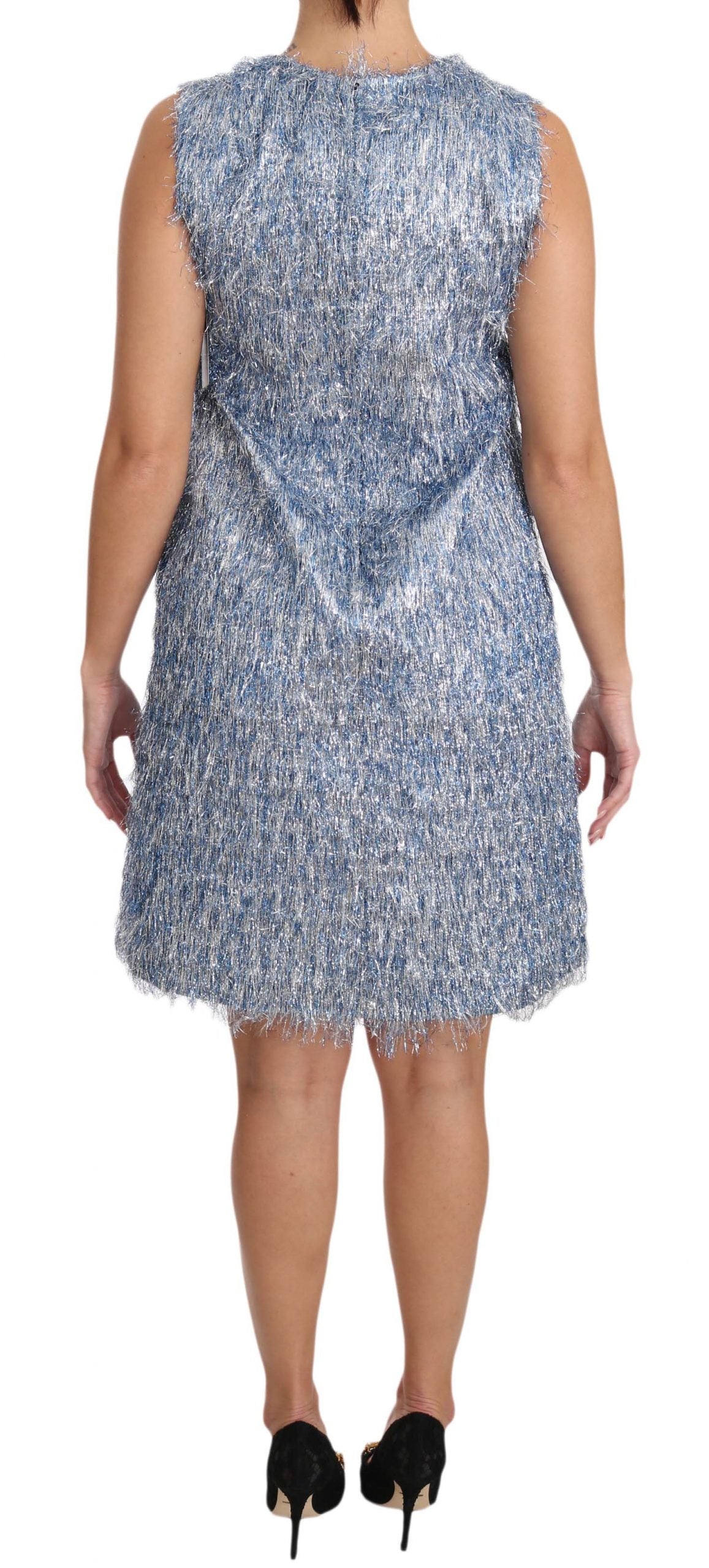Robe droite à franges bleu clair Dolce & Gabbana