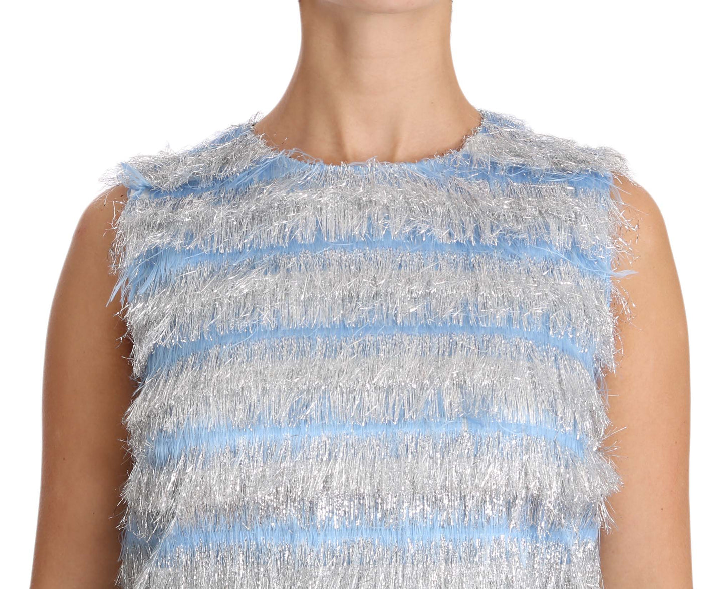 Robe droite bleu clair argentée Dolce & Gabbana