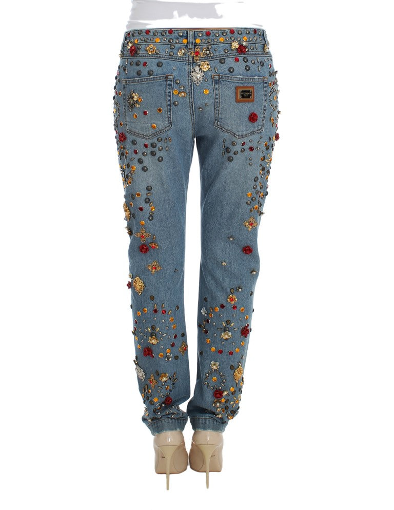 Jean Dolce & Gabbana orné de cœurs et de roses en cristal