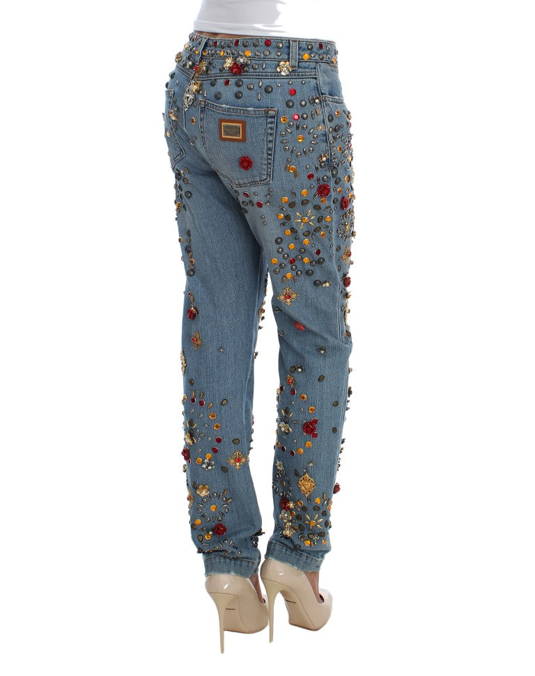 Jean Dolce & Gabbana orné de cœurs et de roses en cristal