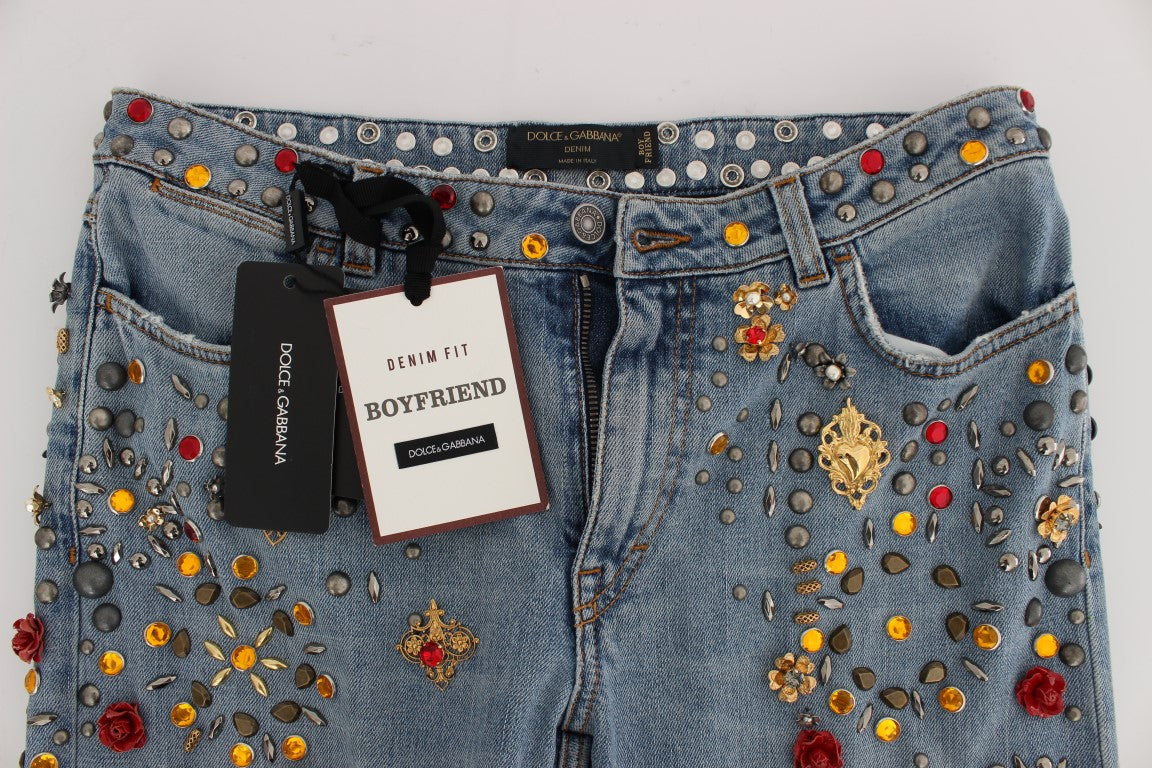 Jean Dolce & Gabbana orné de cœurs et de roses en cristal