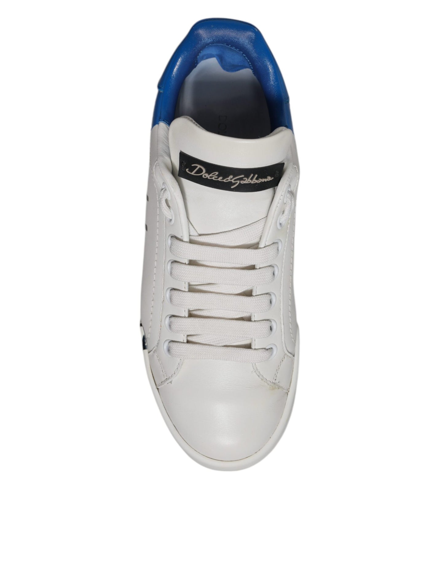 Dolce & Gabbana Weiß Blau Logo Portofino Sneakers Schuhe