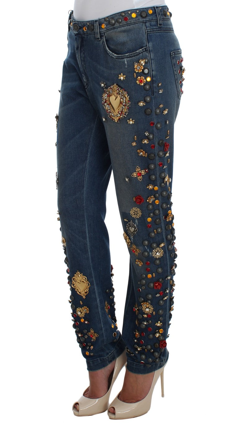 Jean Dolce & Gabbana orné de cœurs et de roses en cristal