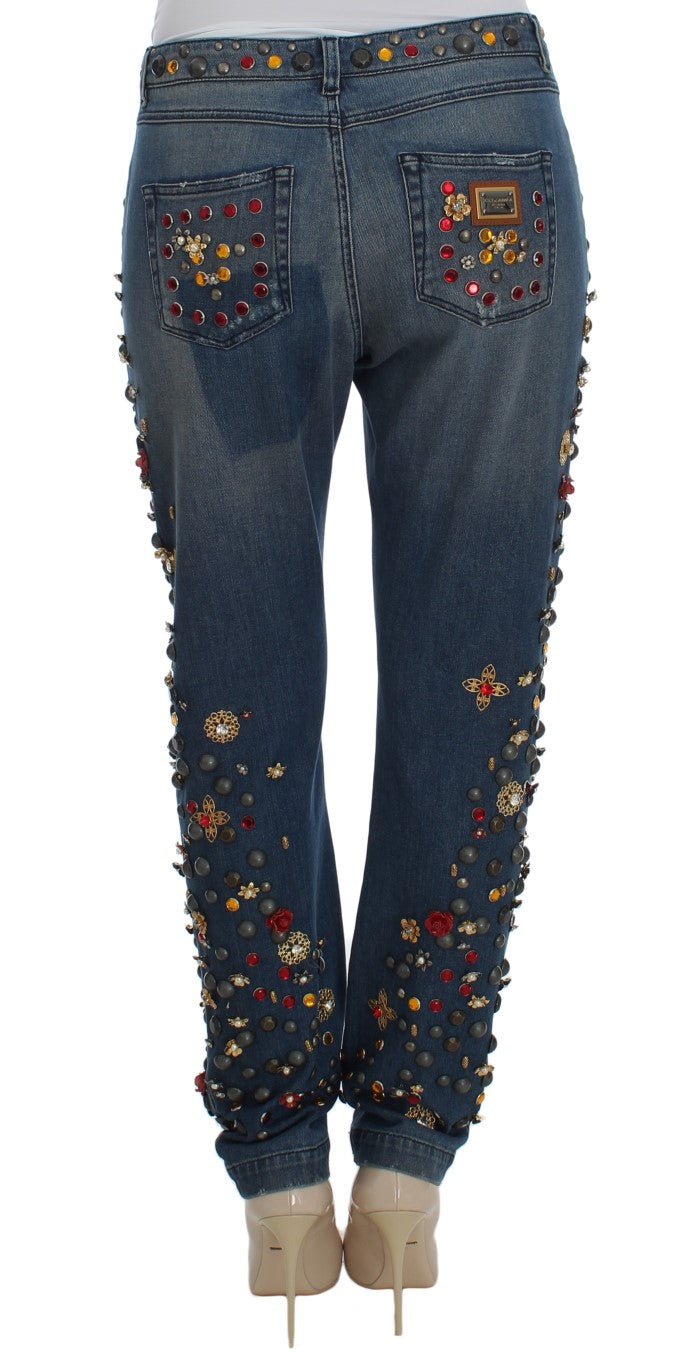 Jean Dolce & Gabbana orné de cœurs et de roses en cristal
