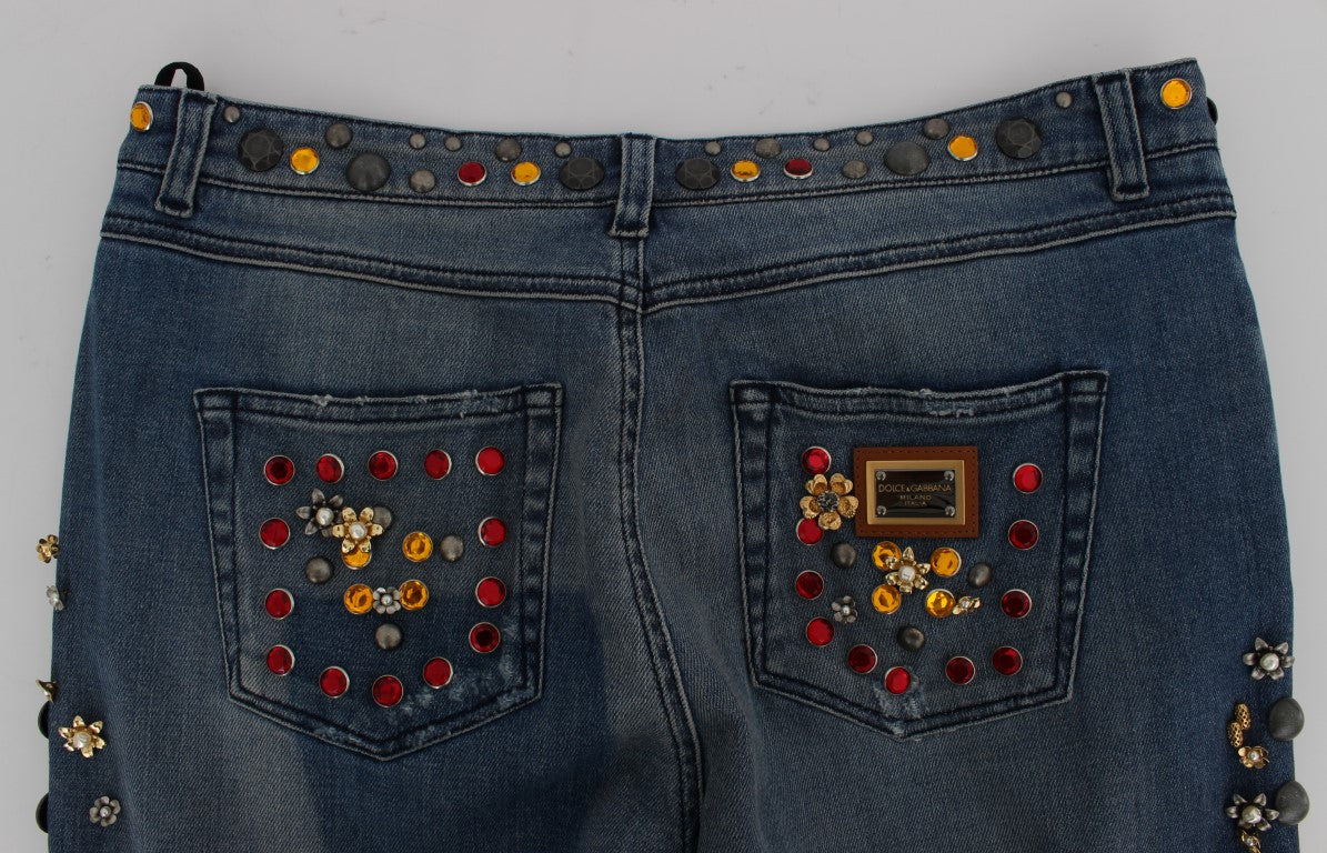 Jean Dolce & Gabbana orné de cœurs et de roses en cristal