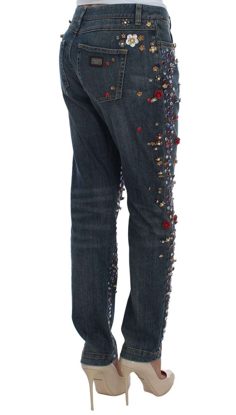 Jean Dolce & Gabbana orné de cœurs et de roses en cristal