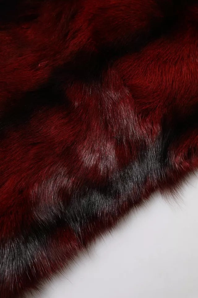 Foulard châle en fourrure à rayures noires et rouges Dolce & Gabbana