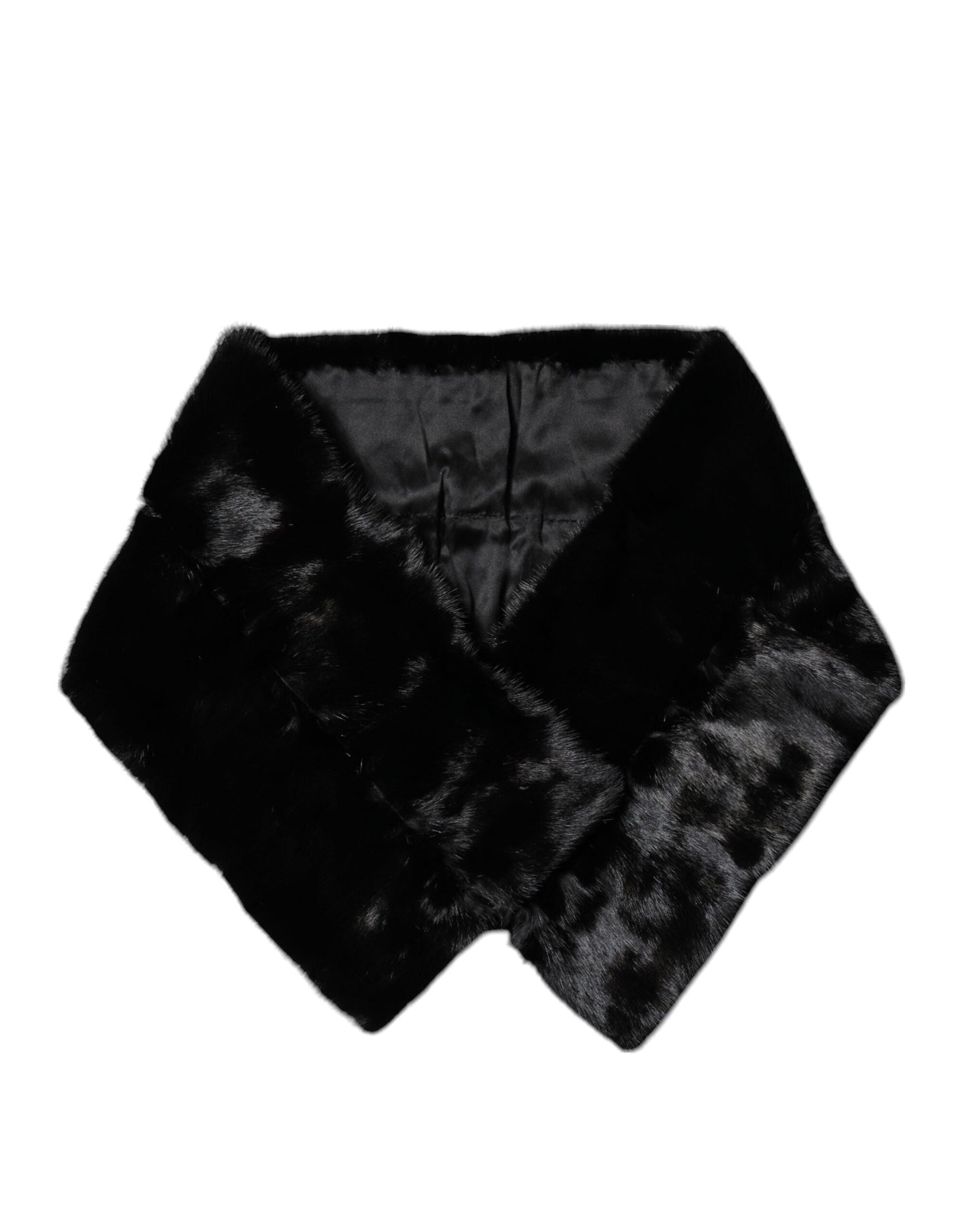 Écharpe à col châle en fourrure noire Dolce & Gabbana