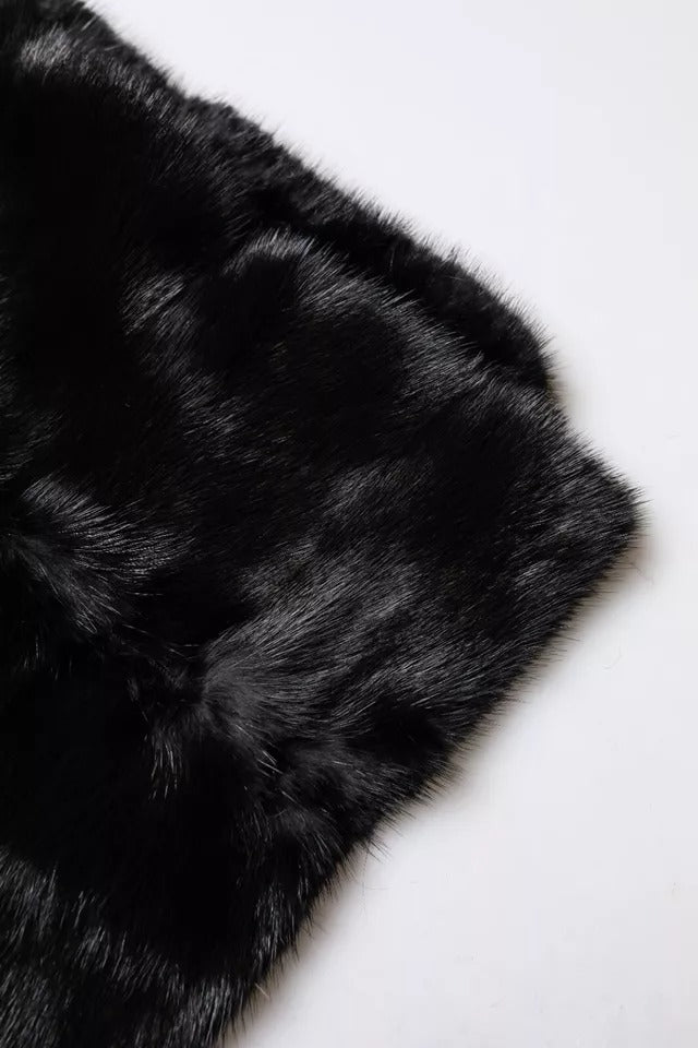 Écharpe à col châle en fourrure noire Dolce & Gabbana