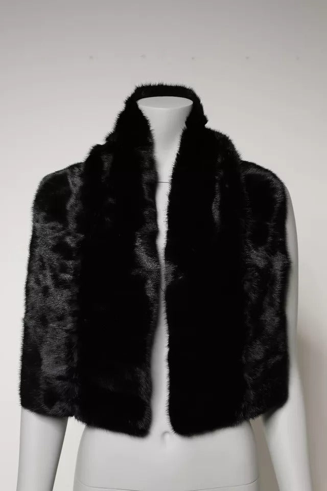 Écharpe à col châle en fourrure noire Dolce & Gabbana