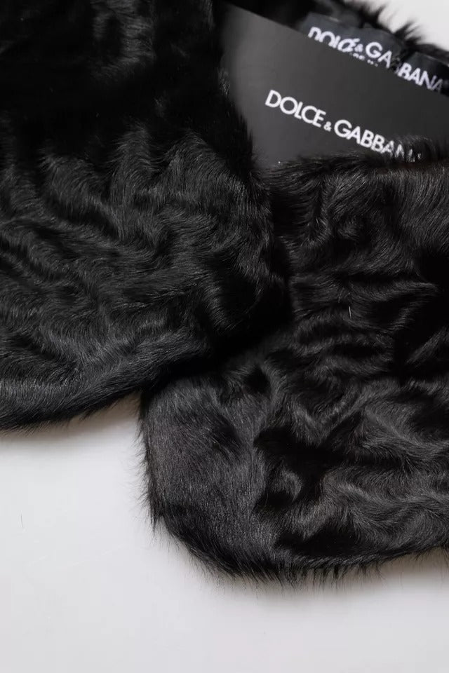 Foulard Dolce & Gabbana en fourrure d'agneau noire pour femme