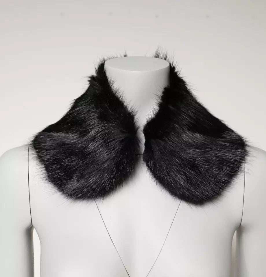 Écharpe à col châle en fourrure noire Dolce & Gabbana