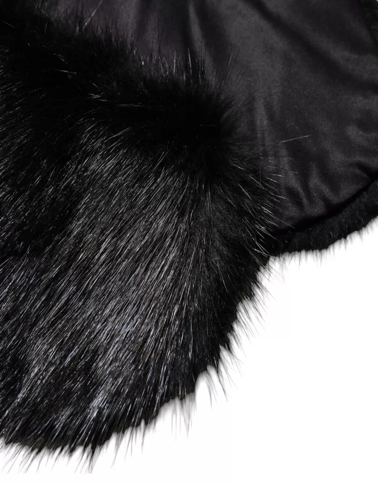 Écharpe à col châle en fourrure noire Dolce & Gabbana