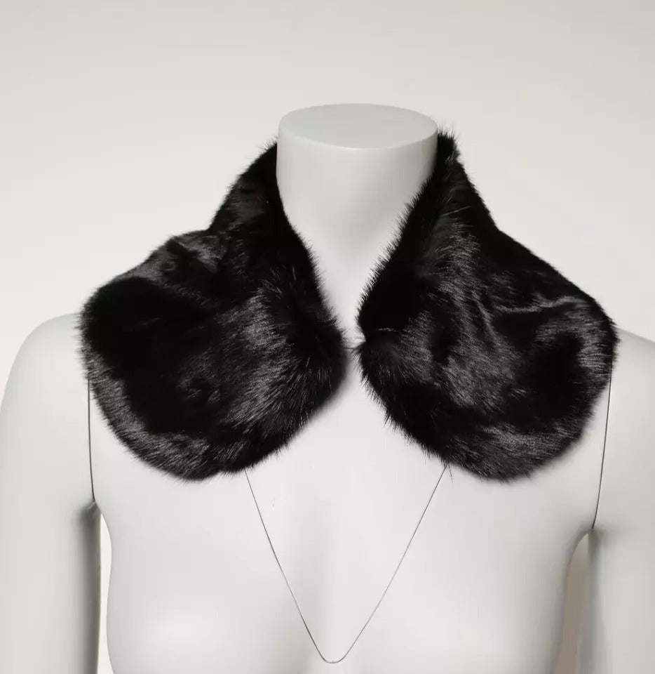 Écharpe à col châle en fourrure noire Dolce & Gabbana