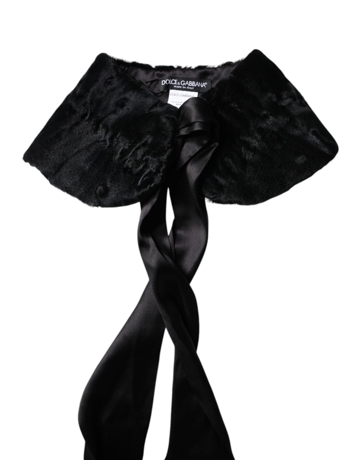 Écharpe d'hiver en fourrure d'agneau noire Dolce & Gabbana pour femme