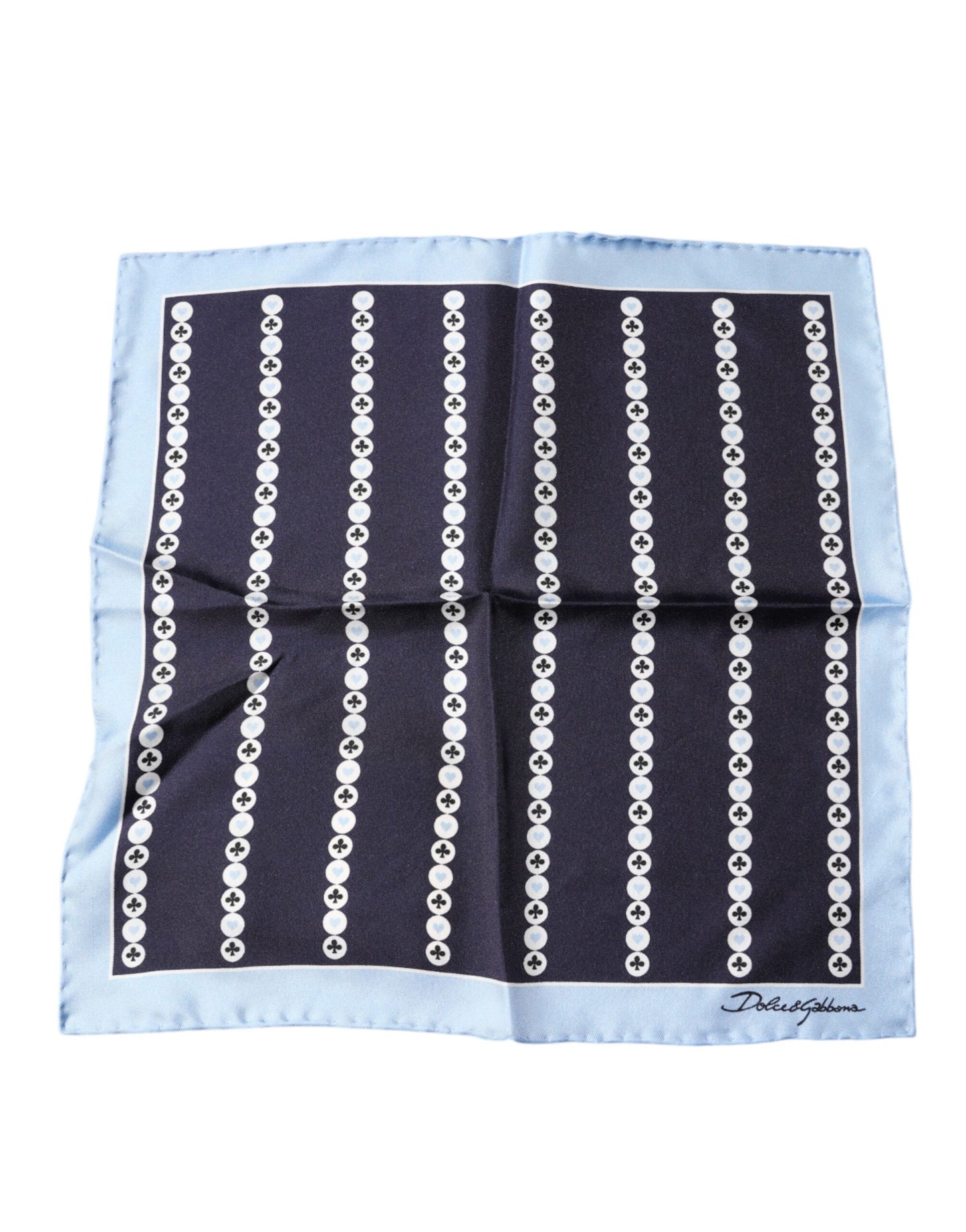 Foulard mouchoir en soie Dolce & Gabbana Blue Heart Spade
