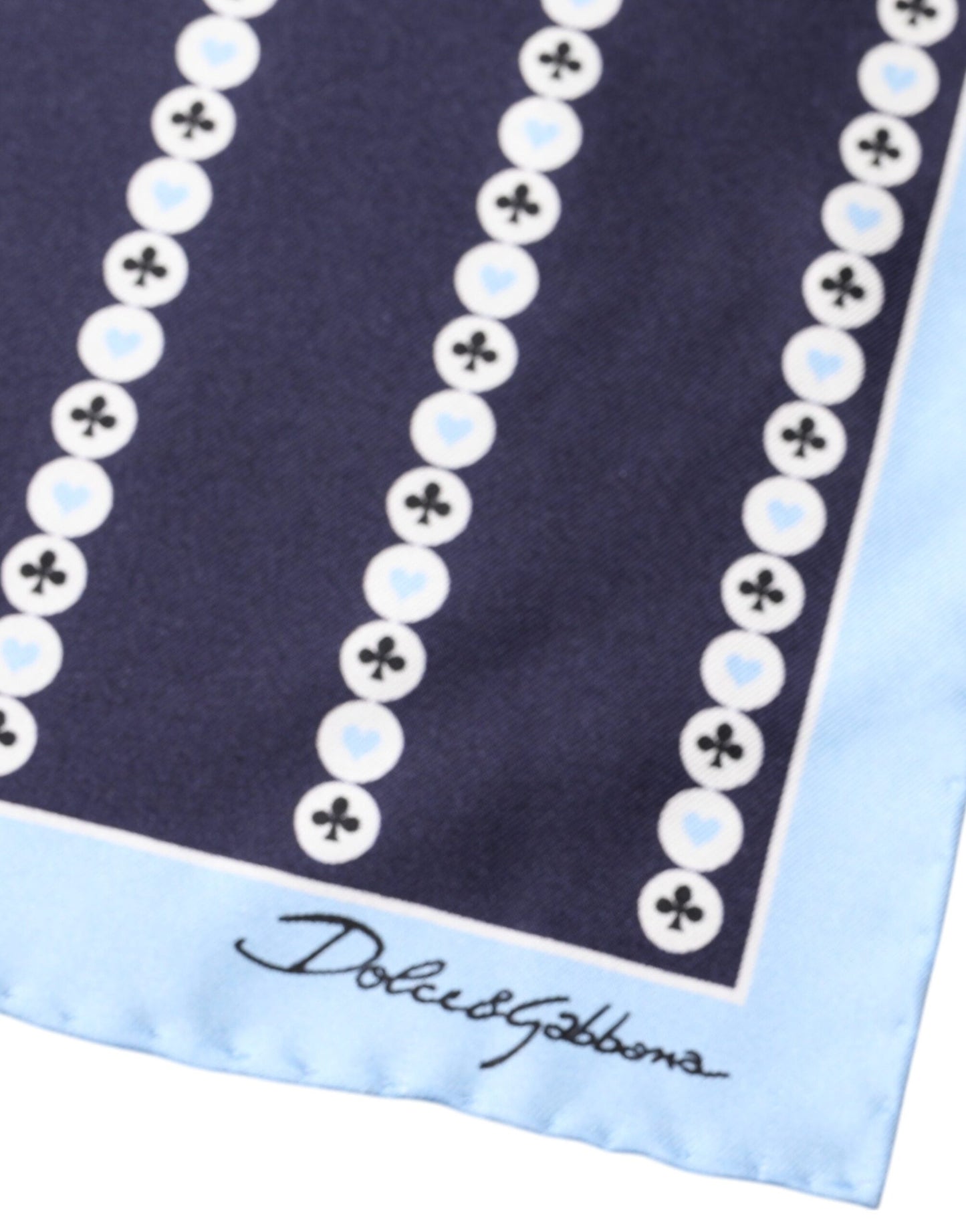Foulard mouchoir en soie Dolce & Gabbana Blue Heart Spade