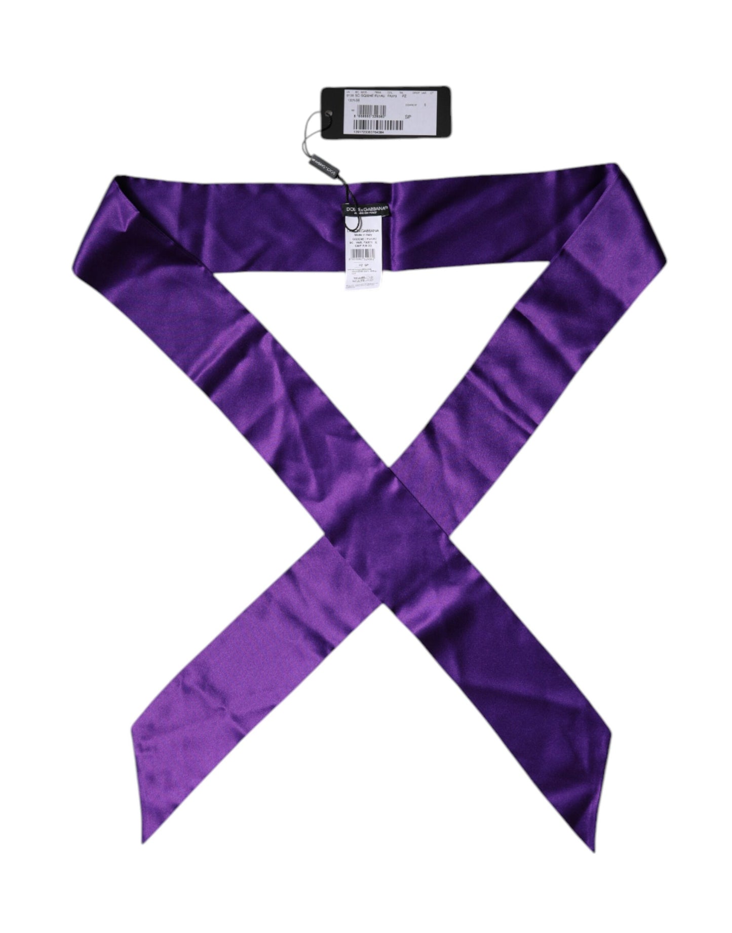 Foulard skinny en satin de soie violet Dolce & Gabbana
