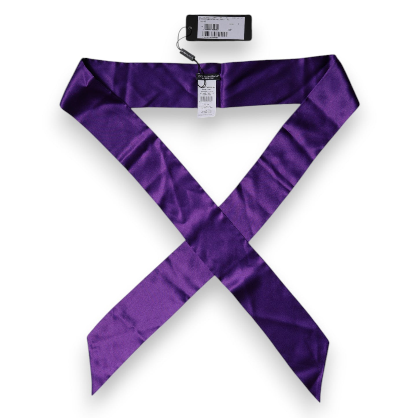 Foulard skinny en satin de soie violet Dolce & Gabbana