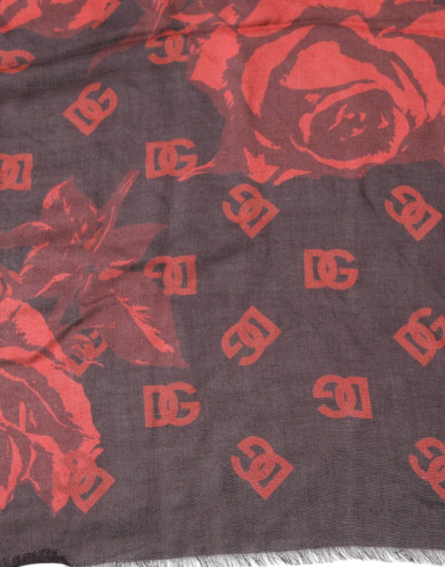 Foulard châle en modal à fleurs noires et rouges Dolce & Gabbana