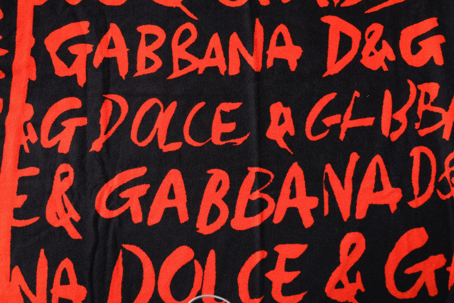 Serviette de plage en coton imprimé logo Dolce & Gabbana noir et rouge