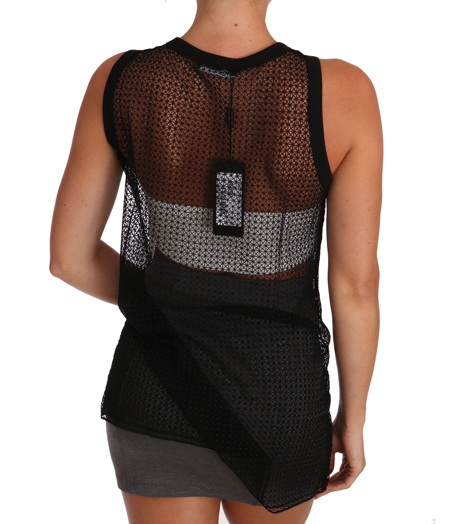 T-shirt chemisier transparent en maille noire Dolce & Gabbana