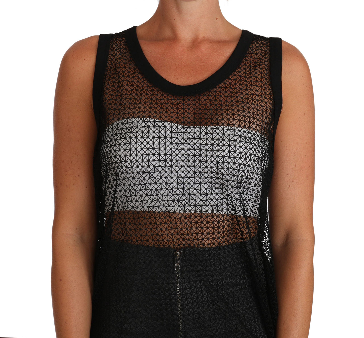 T-shirt chemisier transparent en maille noire Dolce & Gabbana