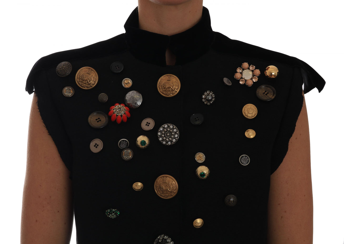 Dolce & Gabbana - Veste militaire noire à ornements floraux