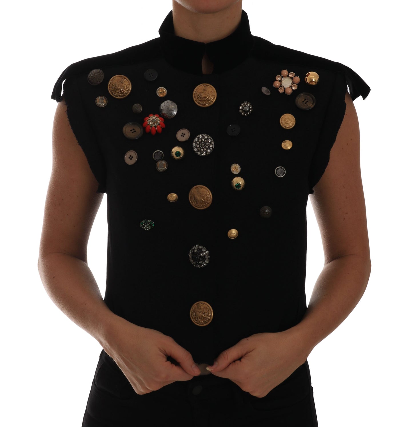 Dolce & Gabbana - Veste militaire noire à ornements floraux
