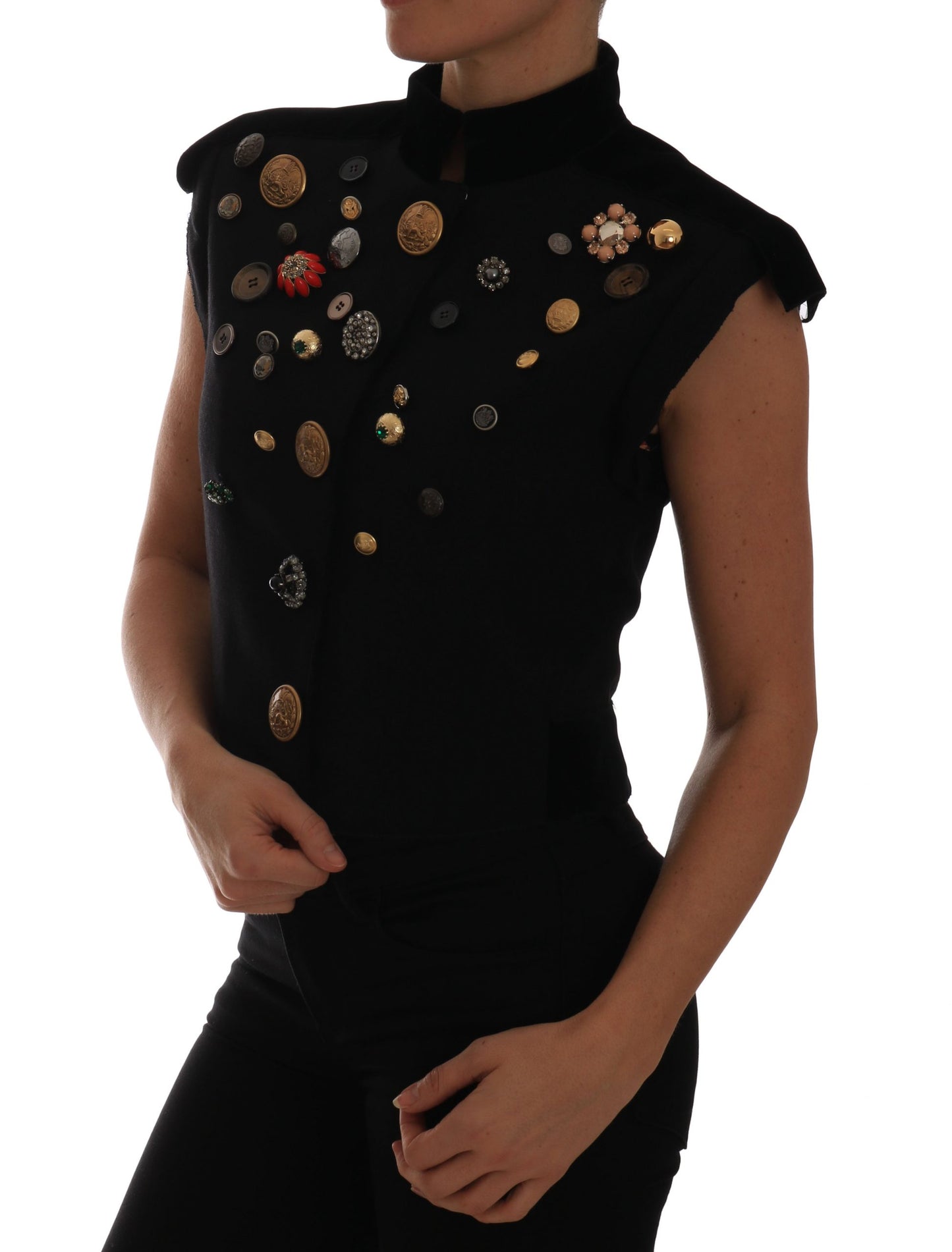 Dolce & Gabbana - Veste militaire noire à ornements floraux