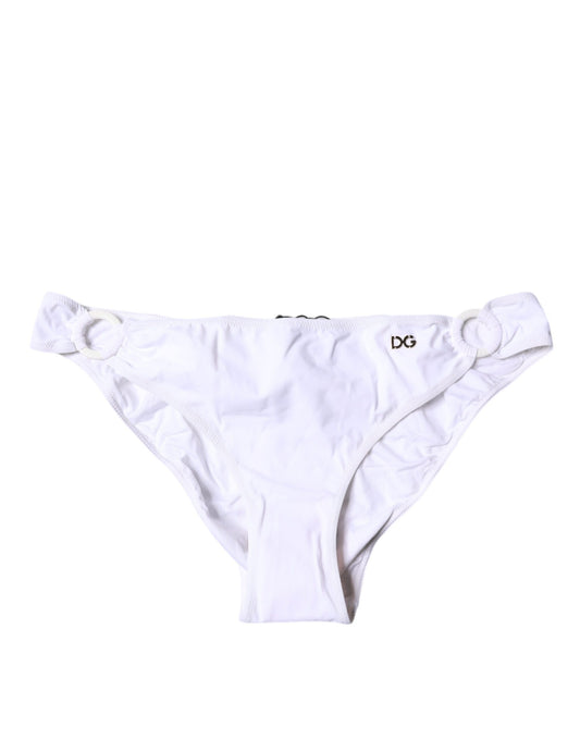 Dolce & Gabbana Weißes Nylon Beachwear Bikini Bottom Bademode