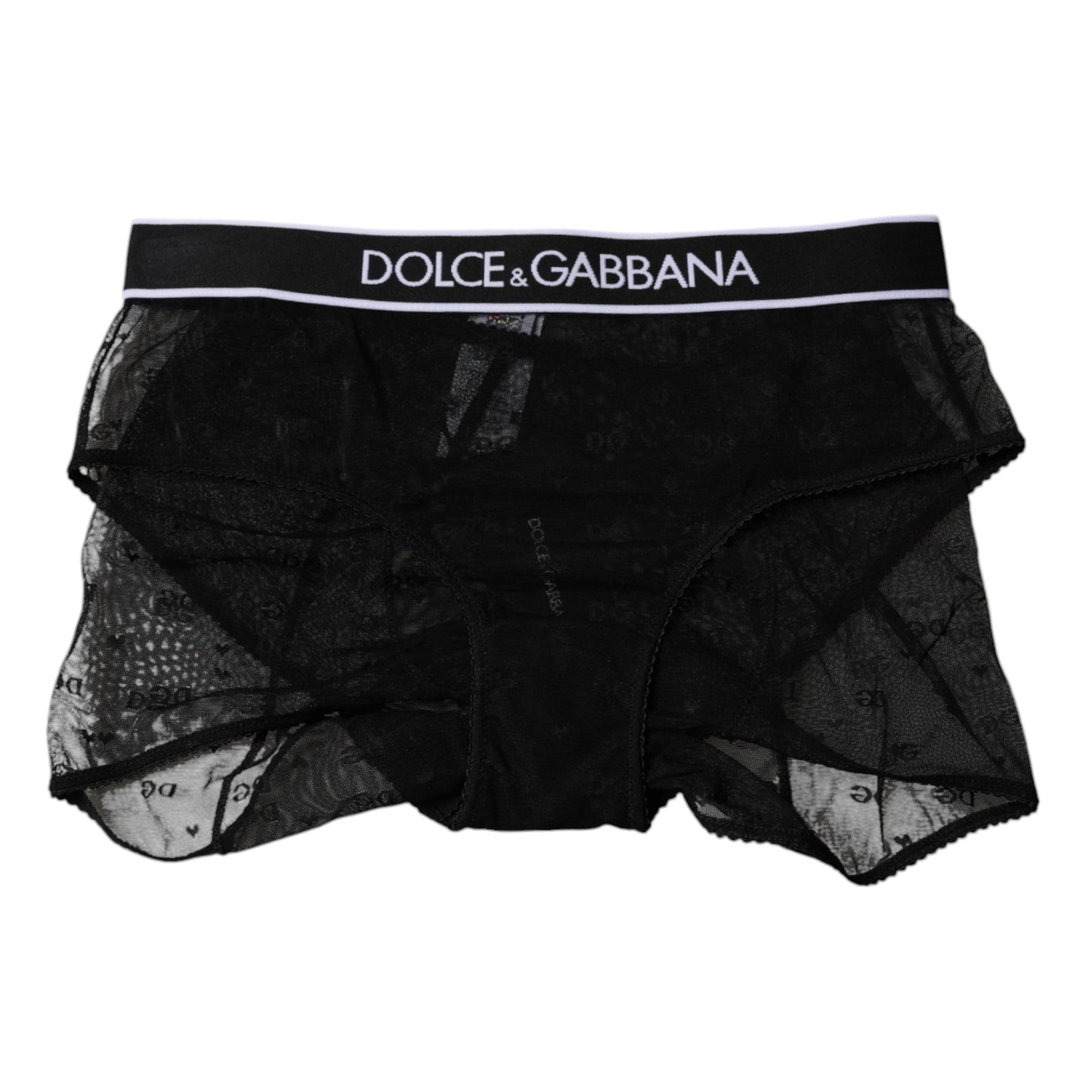 Culotte taille moyenne en tulle et nylon noir Dolce & Gabbana