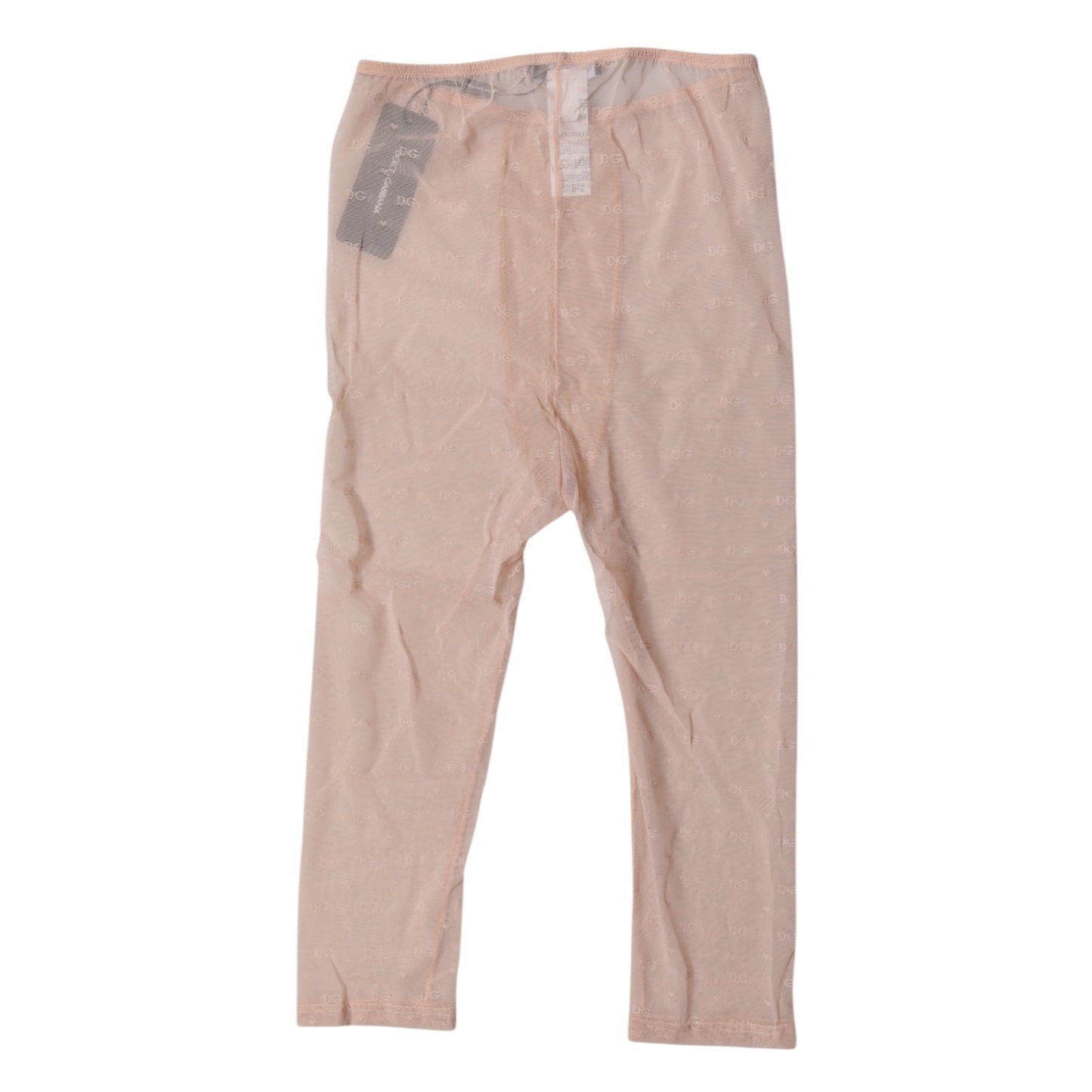 Dolce & Gabbana - Collants courts en dentelle beige avec logo