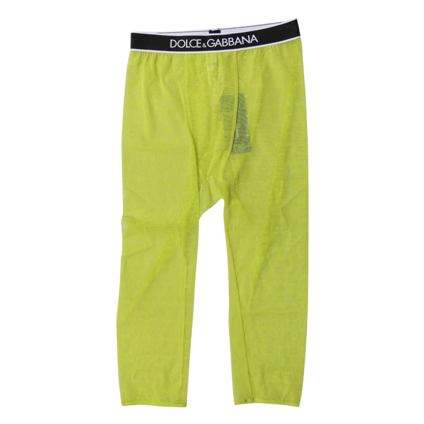 Collants courts en nylon vert Dolce & Gabbana avec logo DG