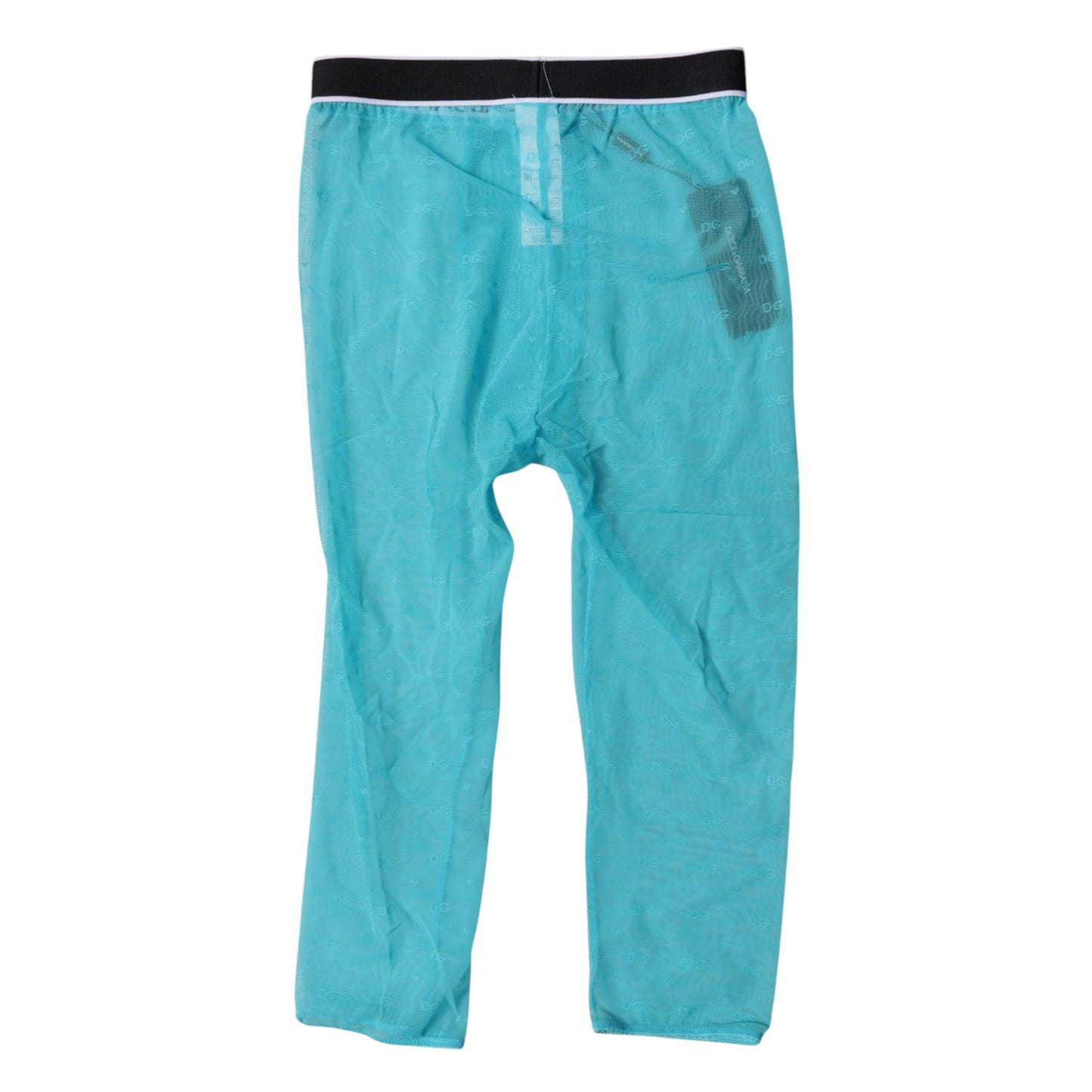 Collants courts en nylon bleu clair Dolce & Gabbana avec logo DG