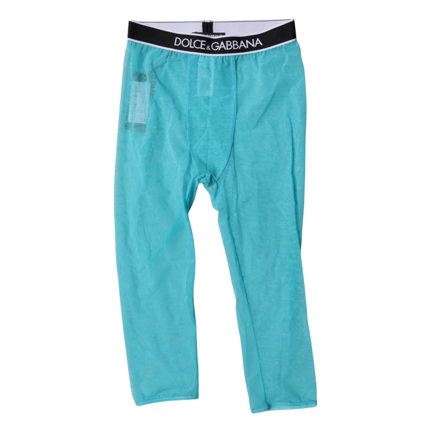Collants courts en nylon bleu clair Dolce & Gabbana avec logo DG
