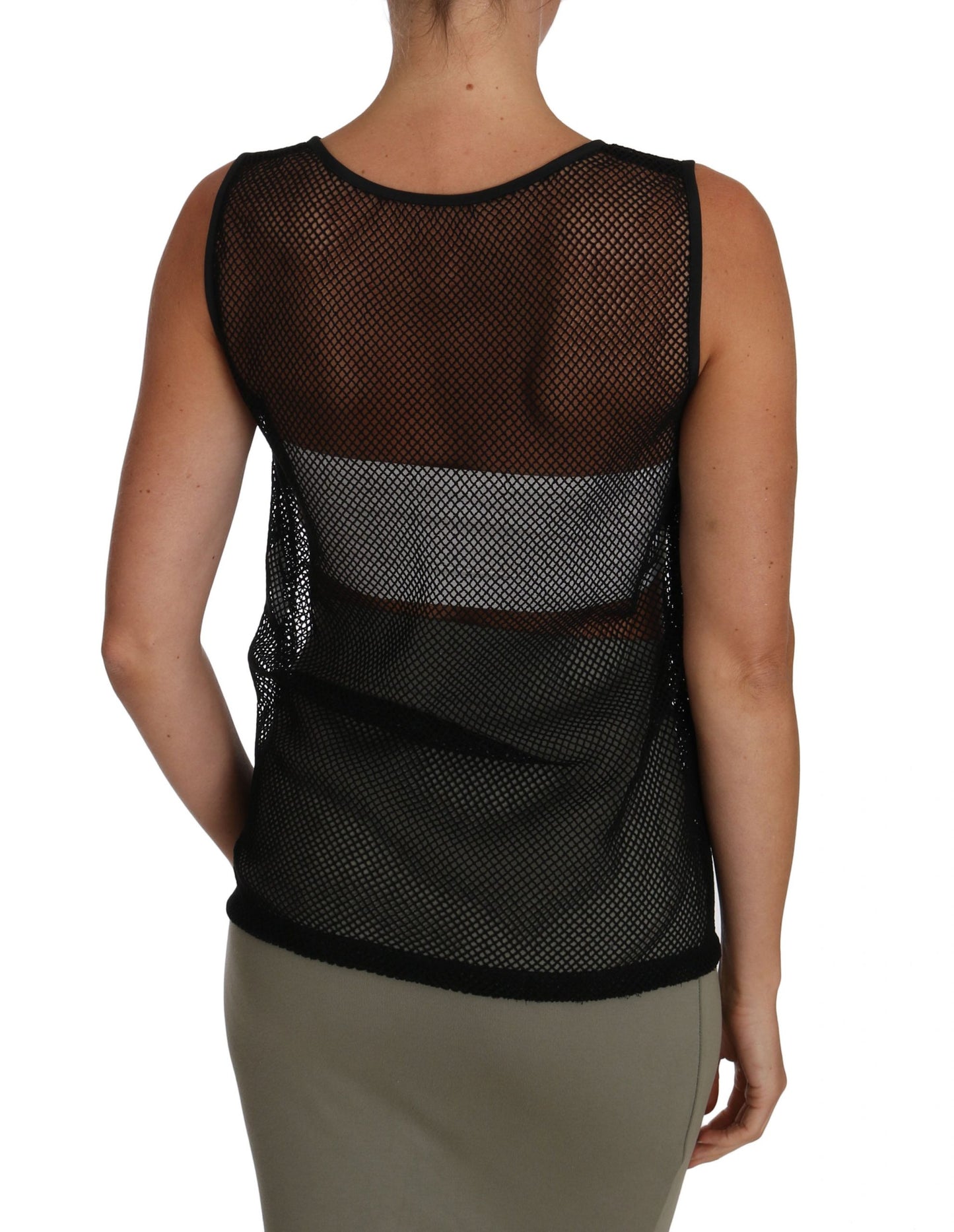 T-shirt chemisier transparent en maille noire Dolce & Gabbana