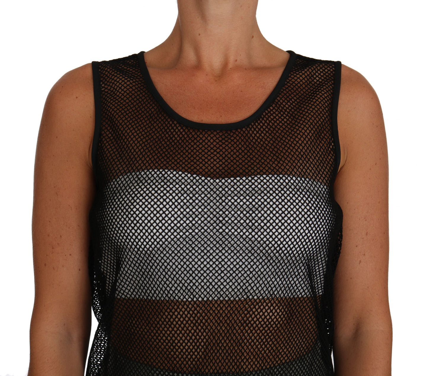 T-shirt chemisier transparent en maille noire Dolce & Gabbana