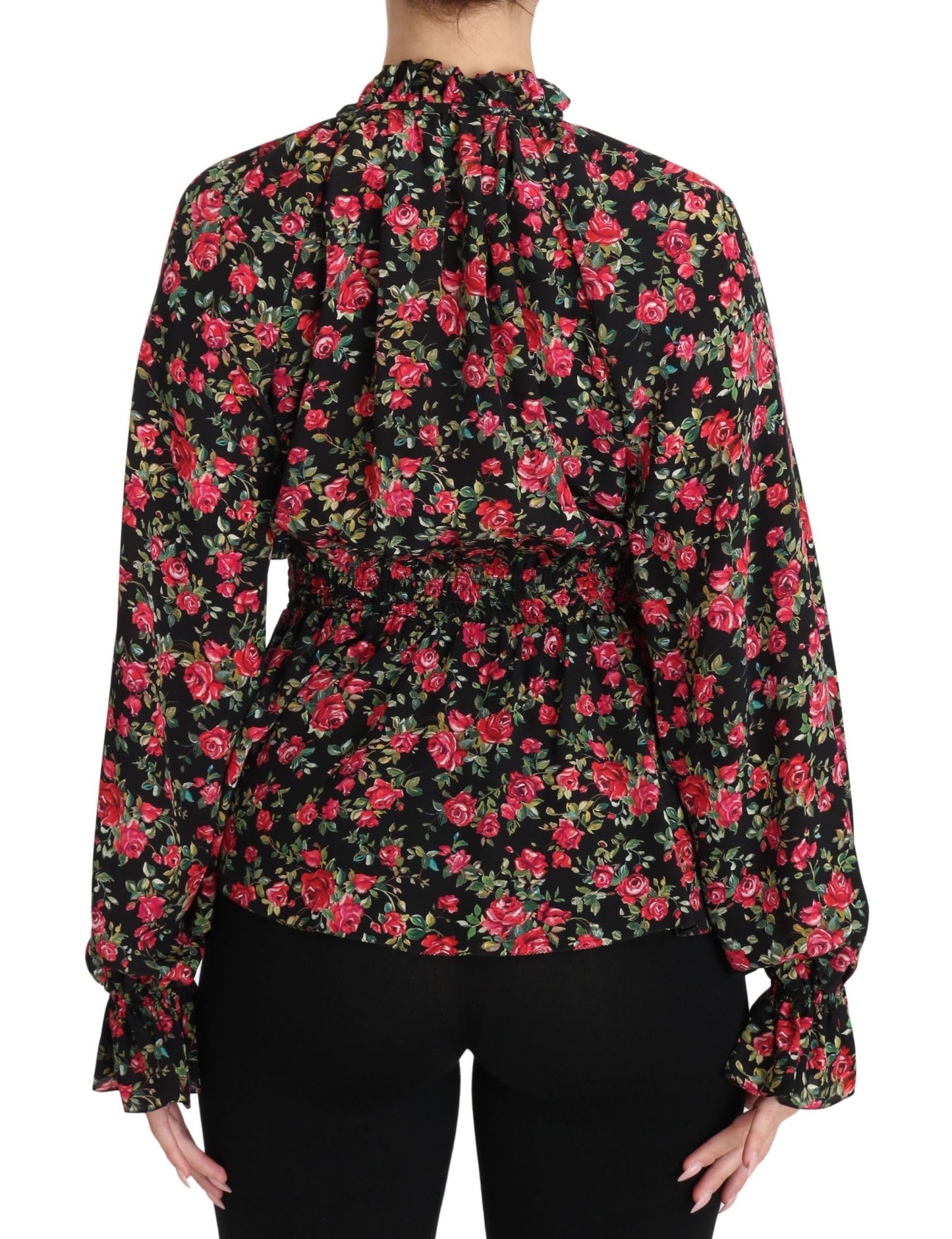 Chemisier à imprimé floral rose noir Dolce & Gabbana