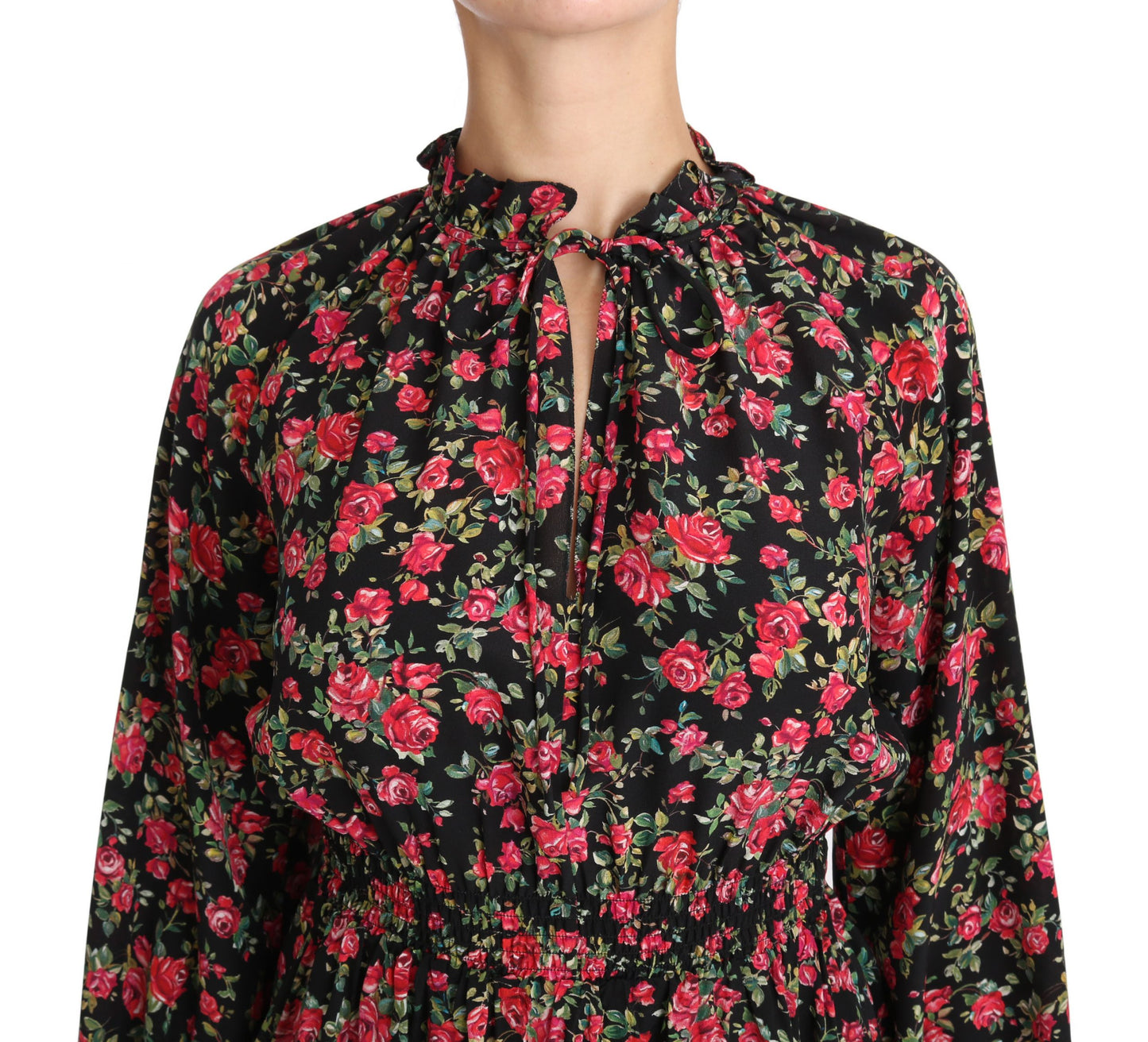 Chemisier à imprimé floral rose noir Dolce & Gabbana